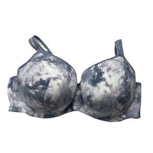Cacique Grey White Lined Balconette Bra 44F 44DDD